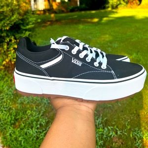Vans Black and White Platform Sneakers